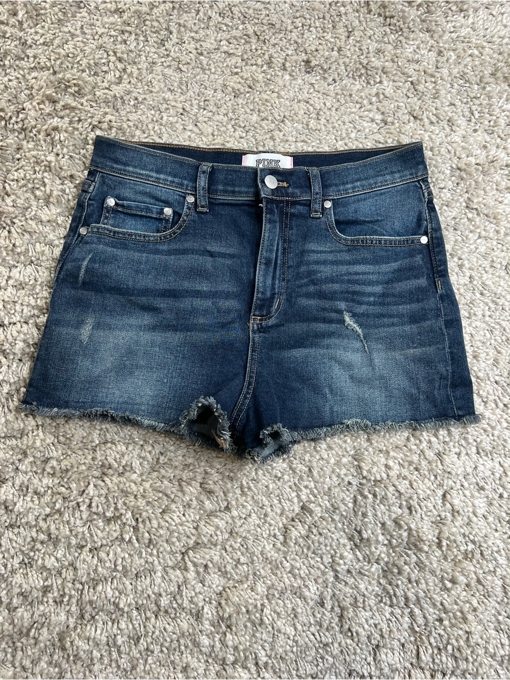 PINK Victoria's Secret Dark Blue Distressed Denim Cutoff Shorts
